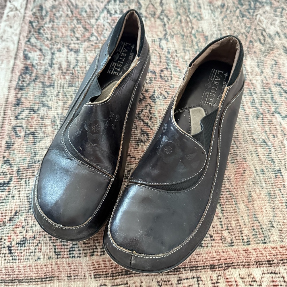 L’artise Spring Step Burbank Clogs Shoes Women’s 40  Leather Tooled